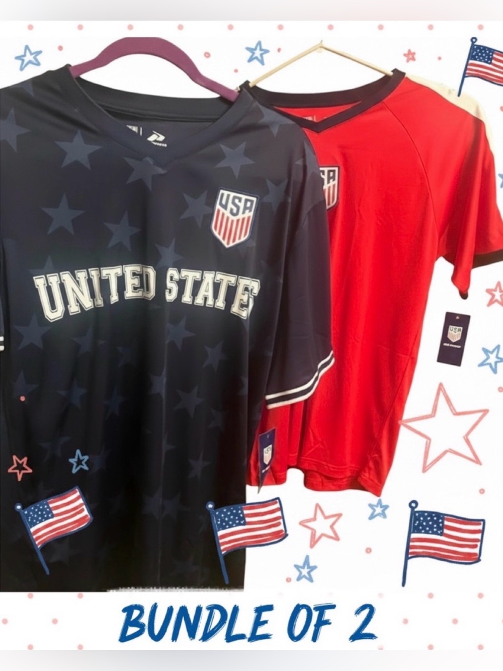 🇺🇸USA⚽️Jersey bundle of 2 - Navy💙 (M)and Red❤️ (S) Man/unisex
